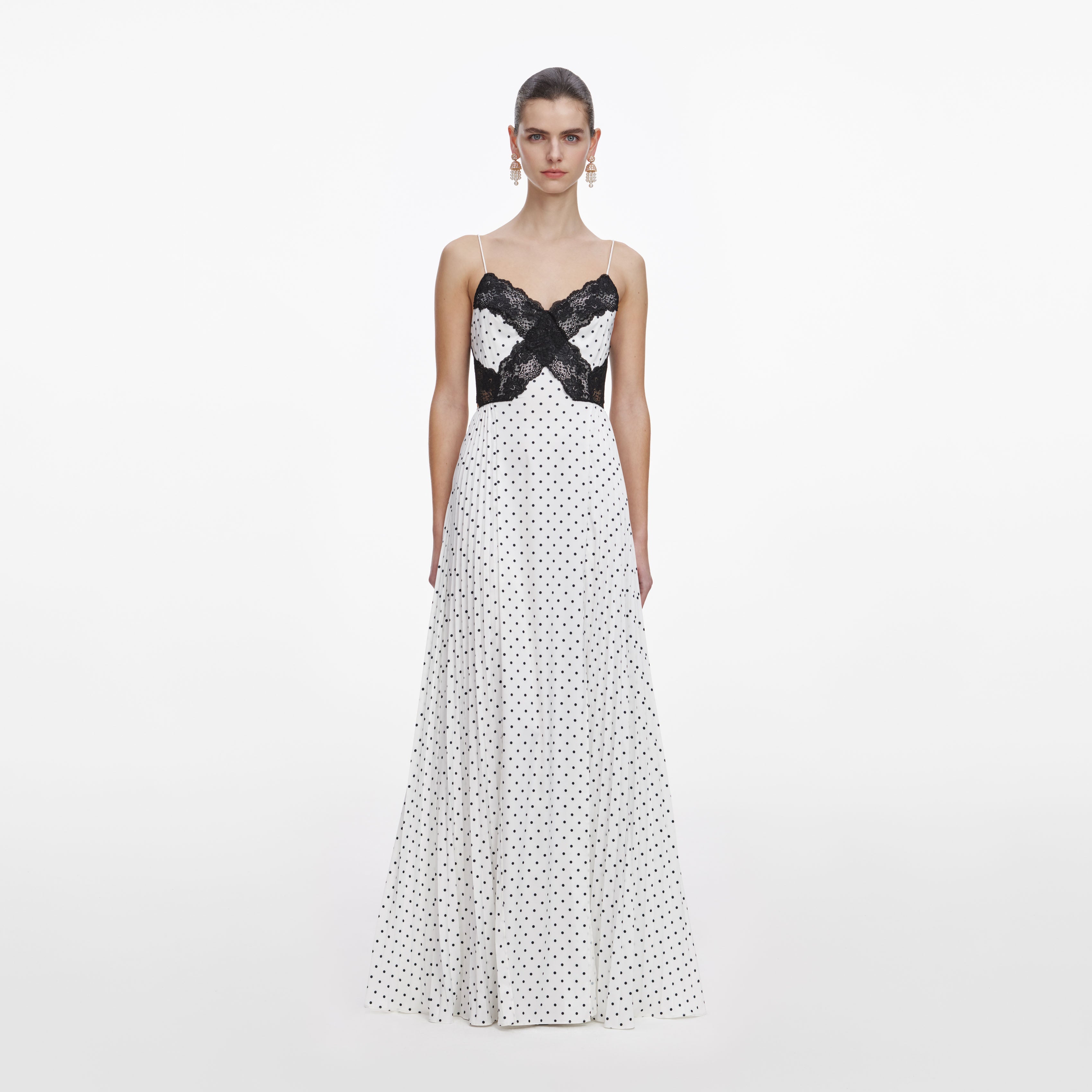lace and beads polka dot dress Formal Dress Tulle Dot Dress Lace Beads Plus V-neck Tulle Midi Dress In  Black Polka