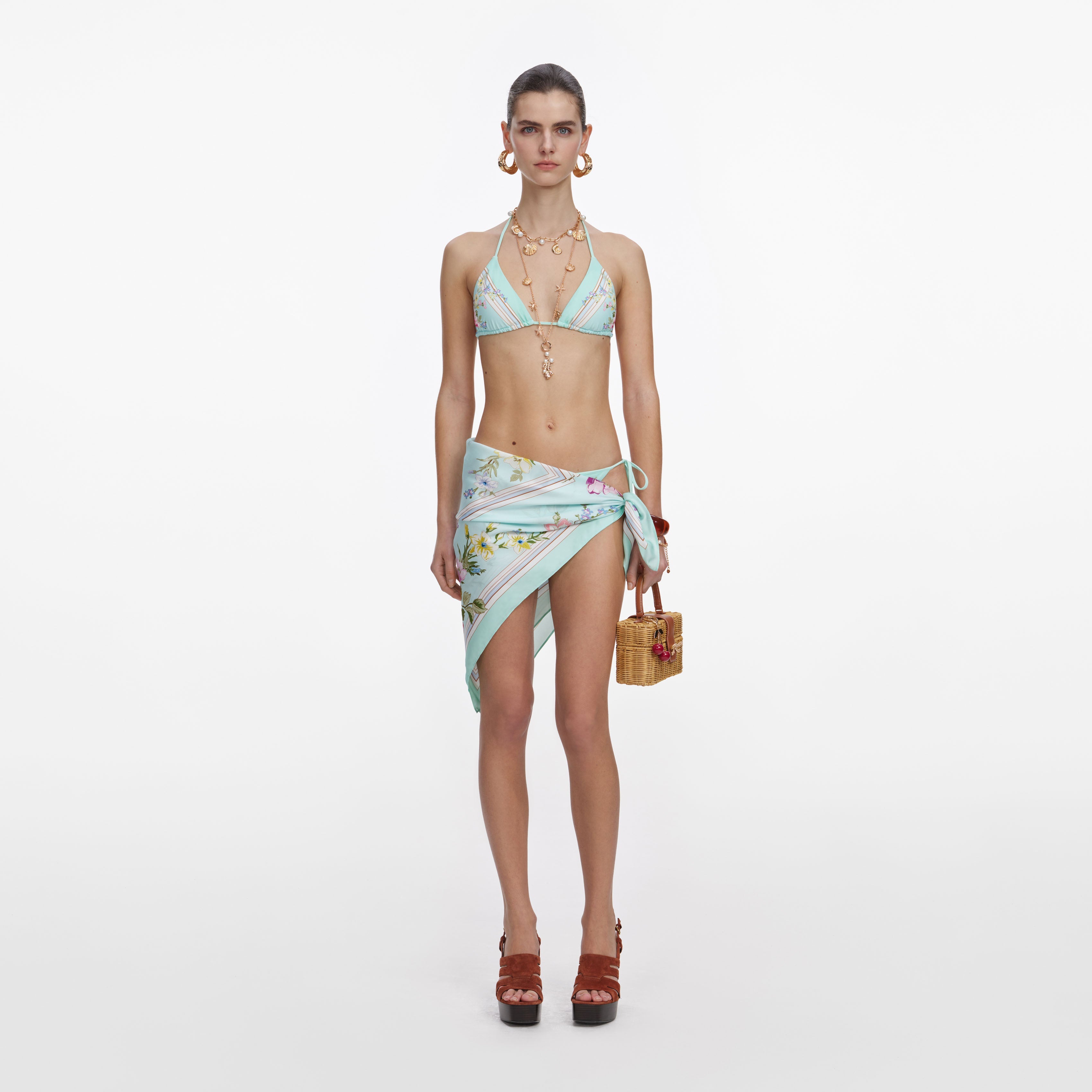 Mint Floral Bikini Top