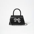 Black Python Diamante Bow Mini Bag