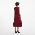 Burgundy Lace Buttoned Midi Dress