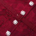 Burgundy Lace Buttoned Midi Dress
