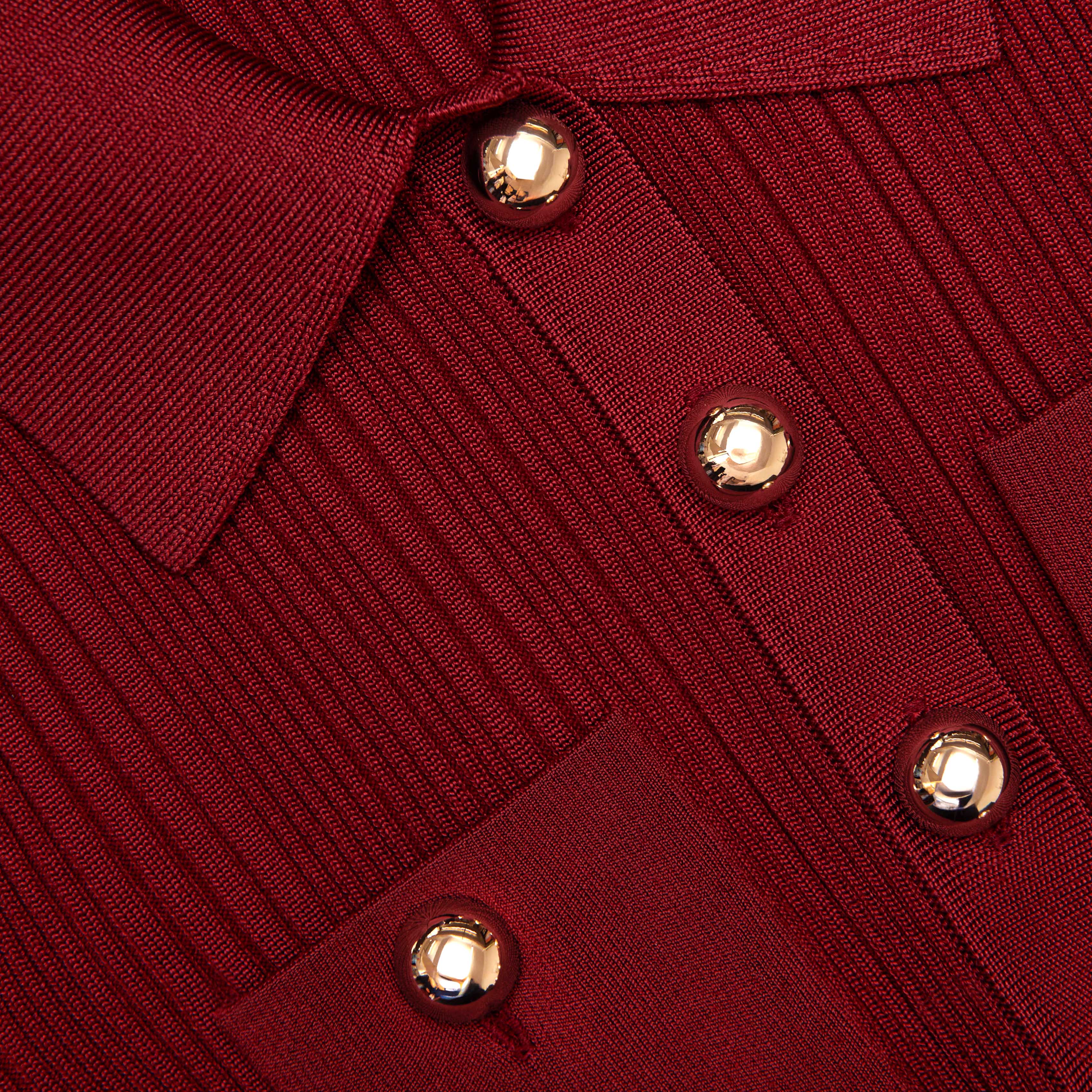 Burgundy Ribbed Knit Midi Dress