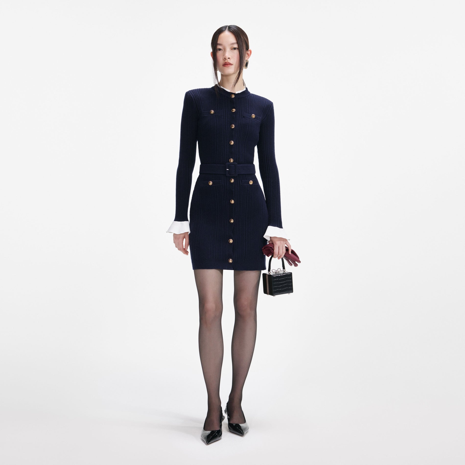 Navy Viscose Knit Mini Dress