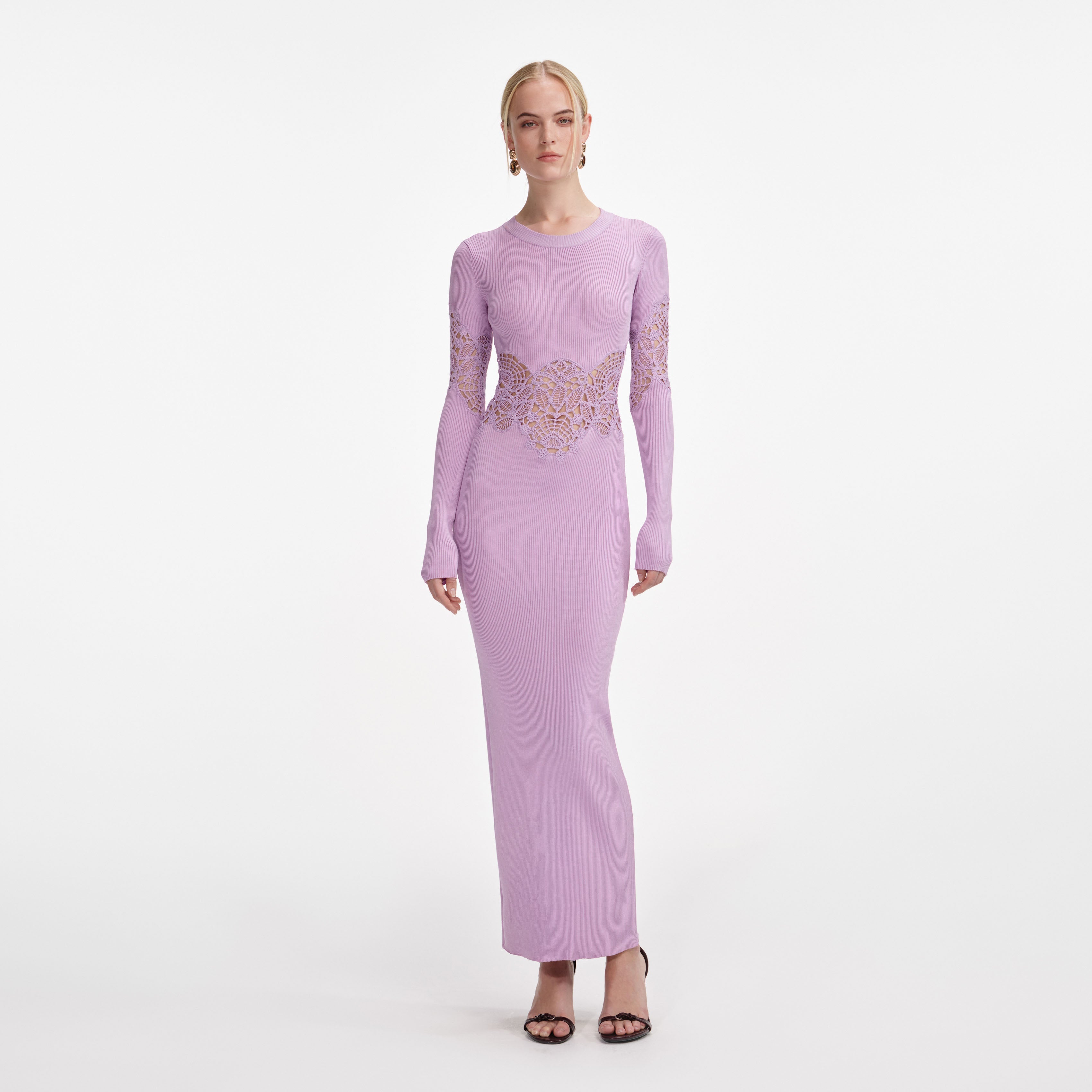 self-portrait - Pink Viscose Knit Cut Out Maxi Dress - S self-portrait - Pink Viscose Knit Cut Out Maxi Dress - S