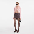 Pink Fur Collar Cardigan