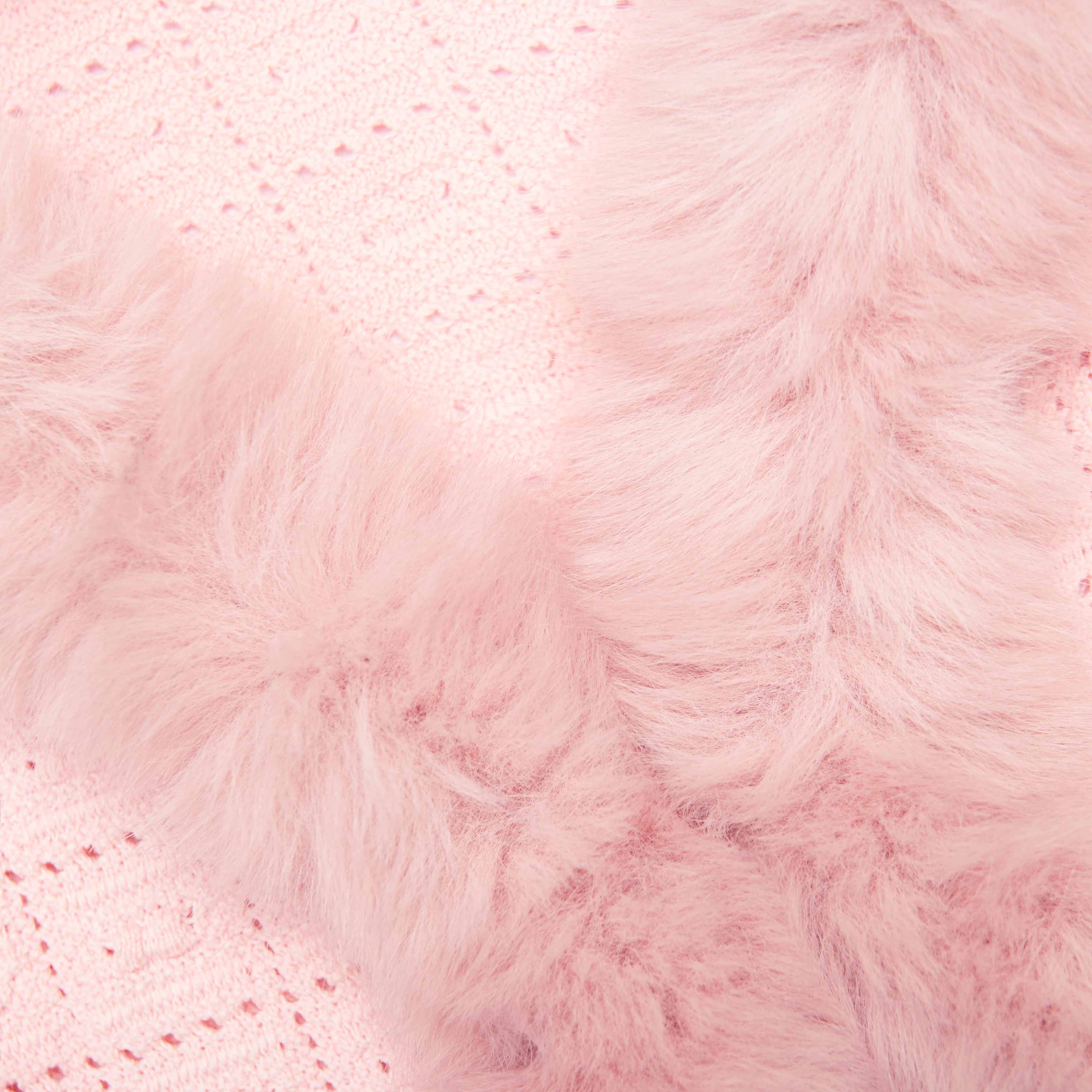 Pink Fur Collar Cardigan
