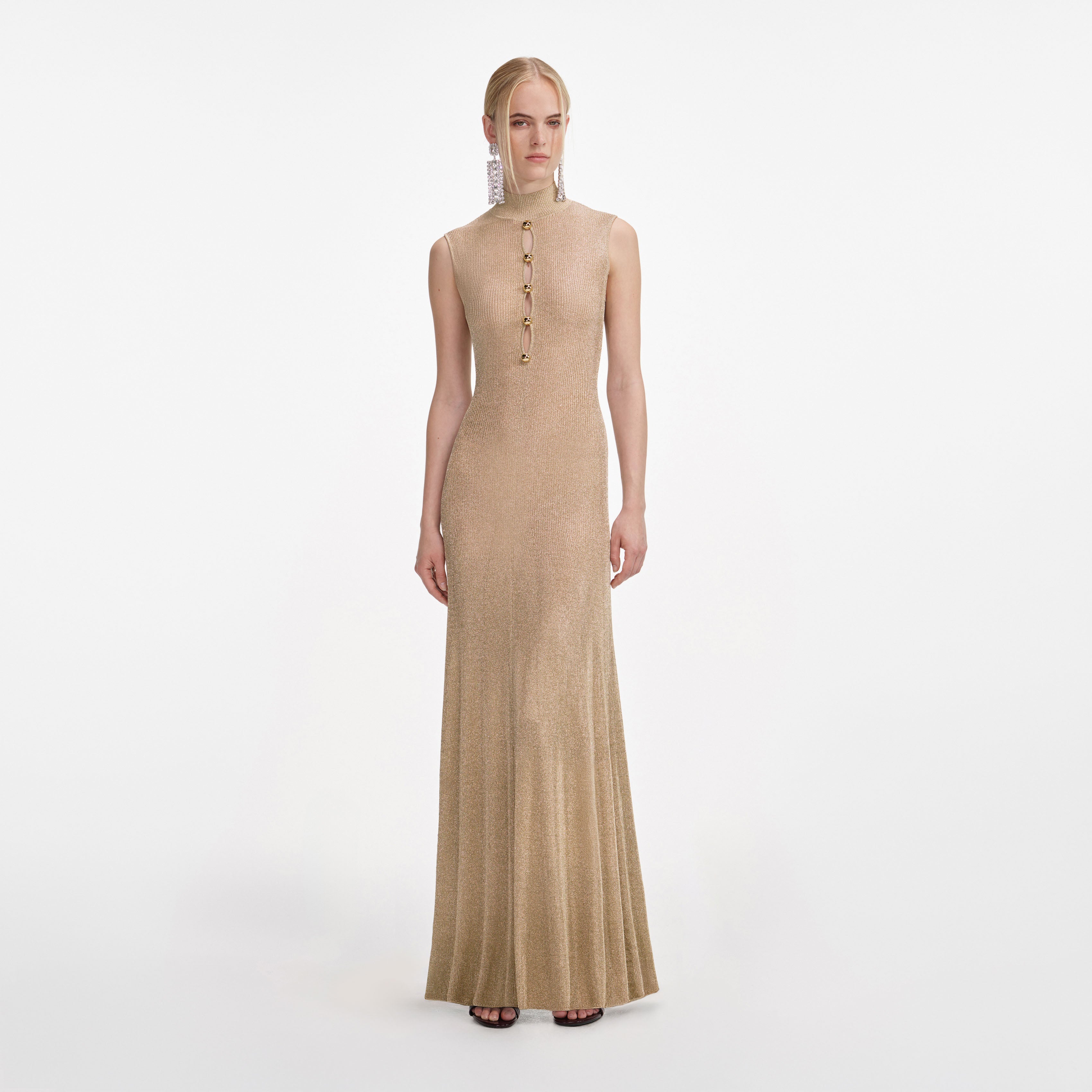 Gold Lurex Knit Maxi Dress self-portrait-US Gold Lurex Knit Maxi Dress self-portrait-US