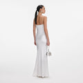 White Satin Lace Maxi Dress