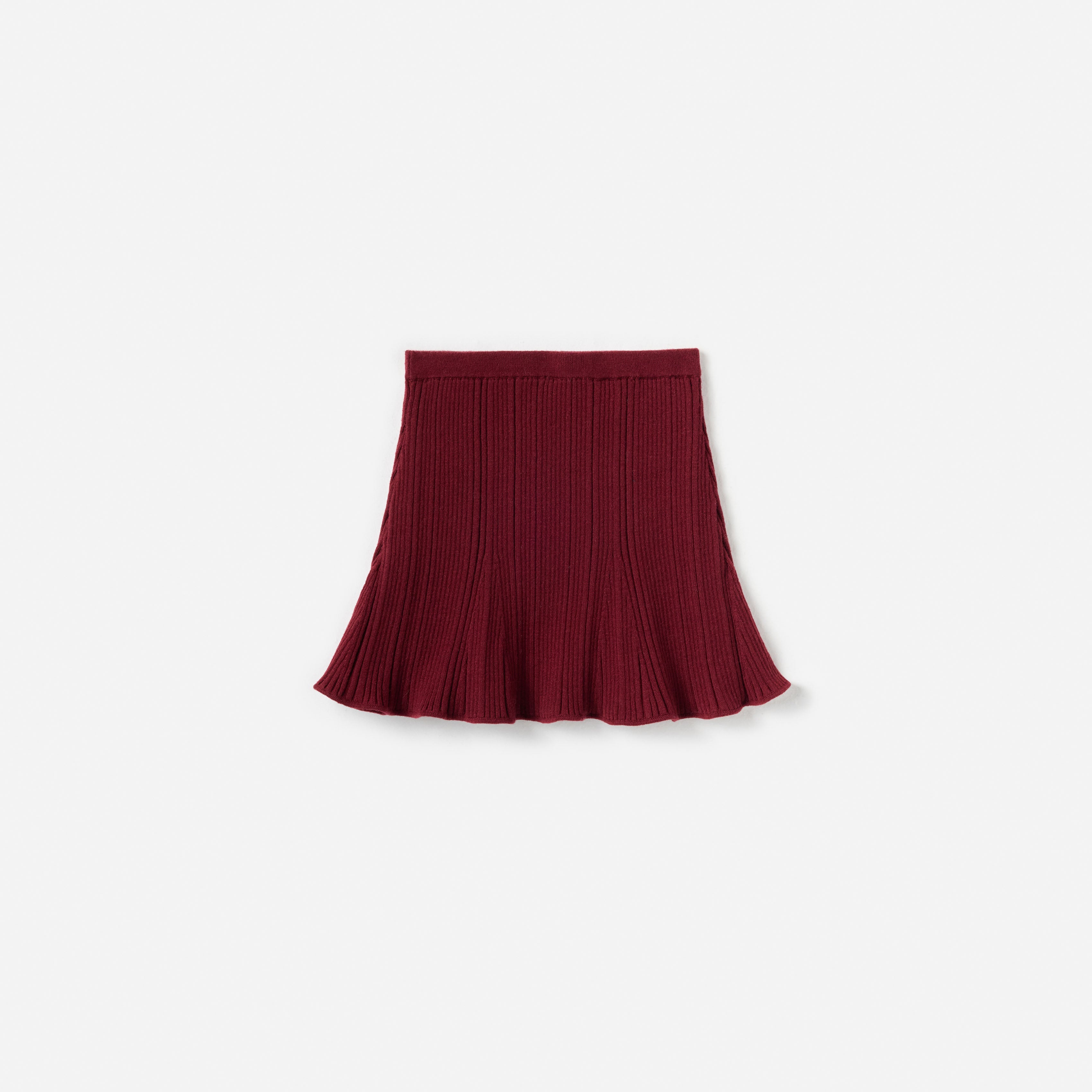 Burgundy Ribbed Knit Skirt