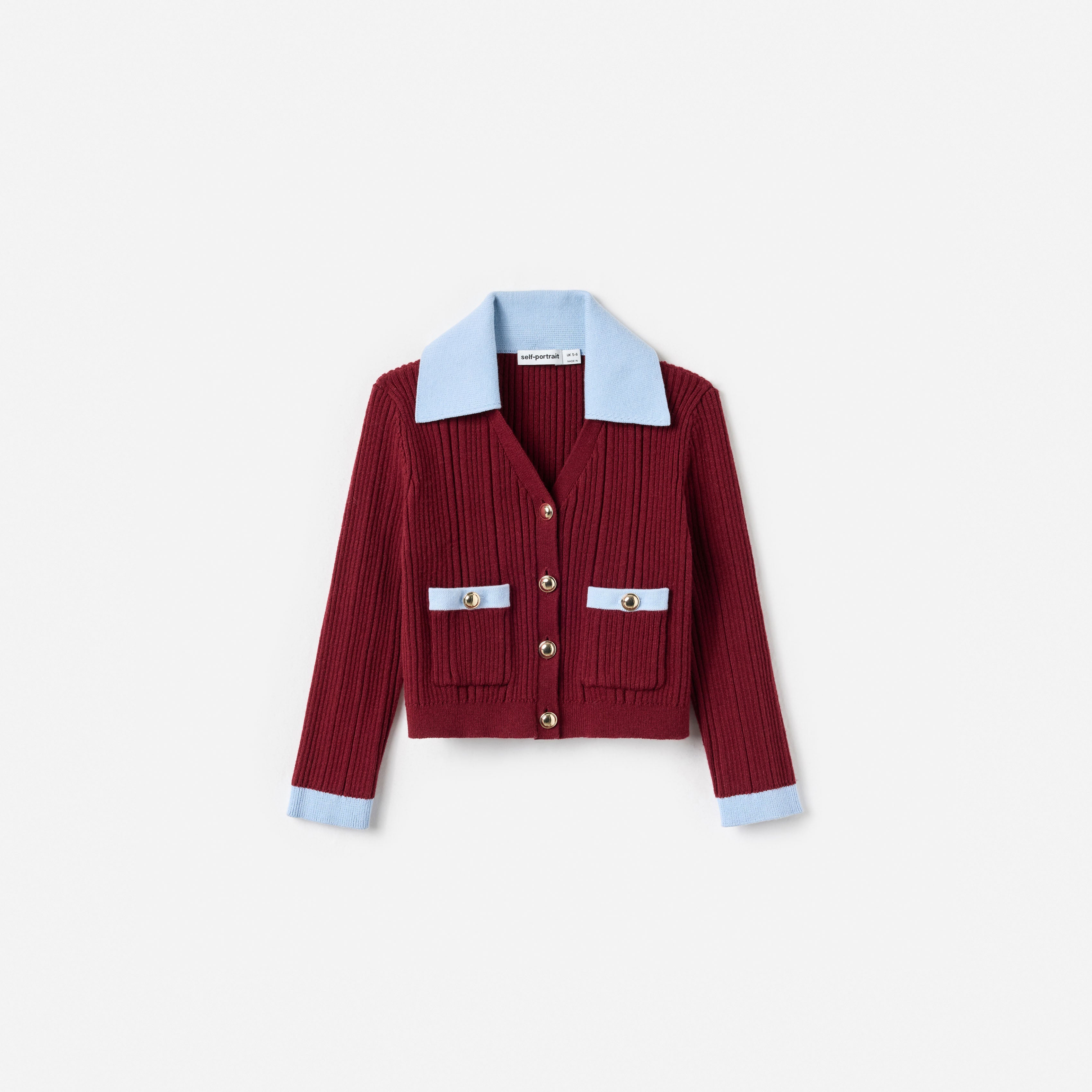 Burgundy Ribbed Knit Cardigan