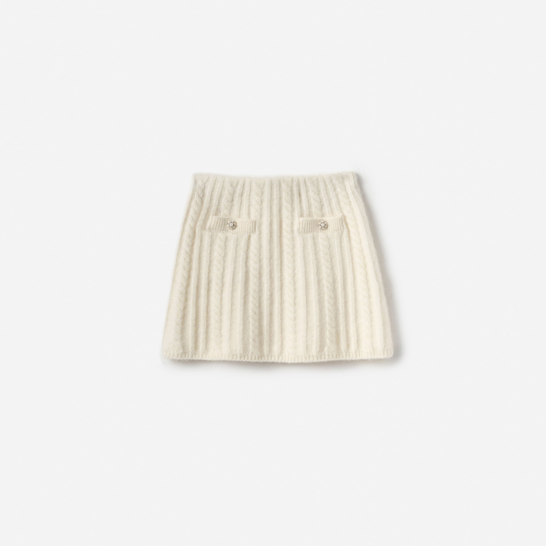 Cream Alpaca Knit Skirt
