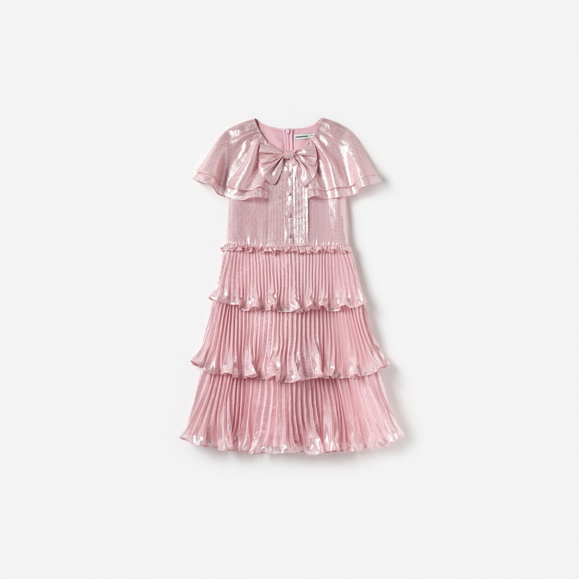 Pink Metallic Tiered Dress