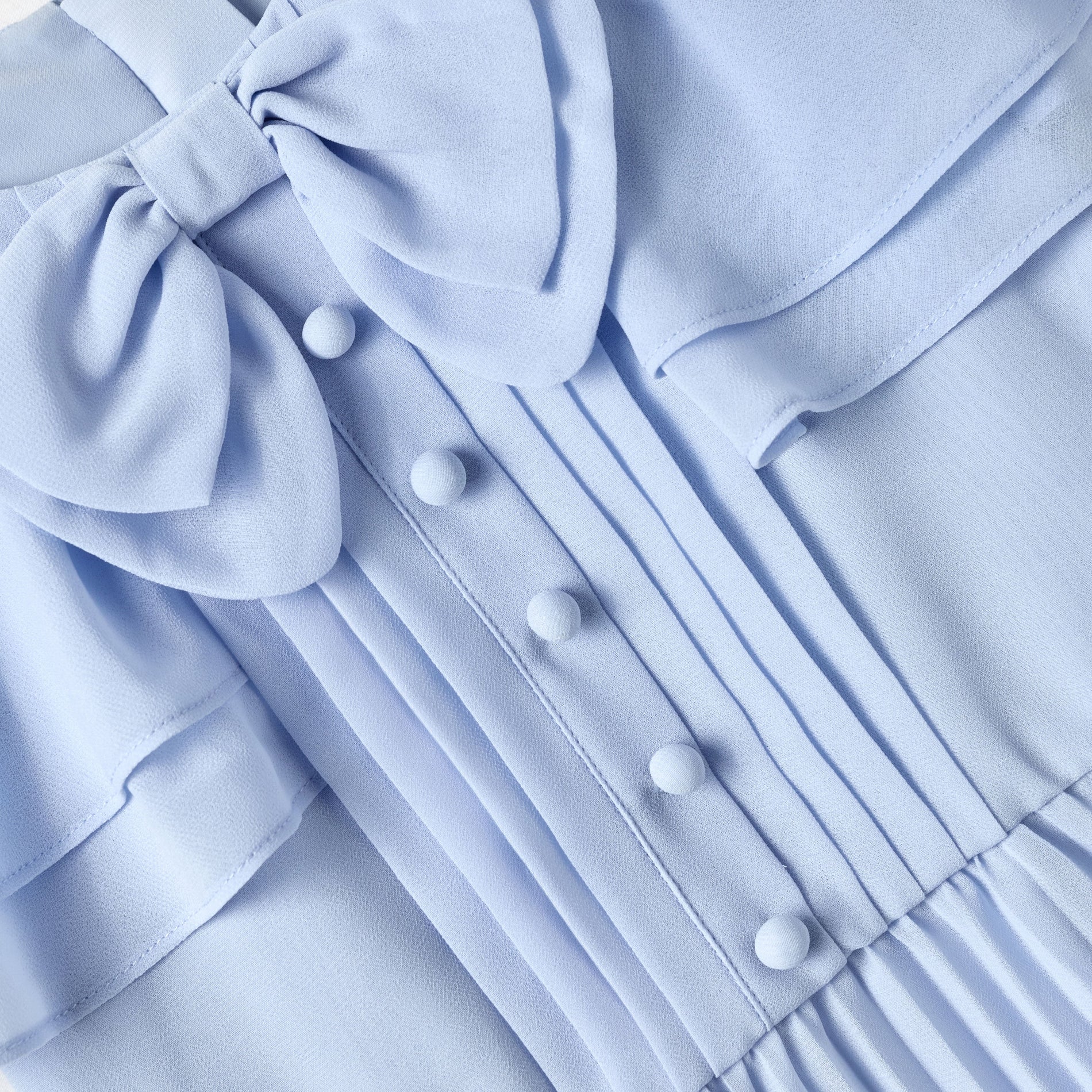 Blue Pleated Chiffon Dress