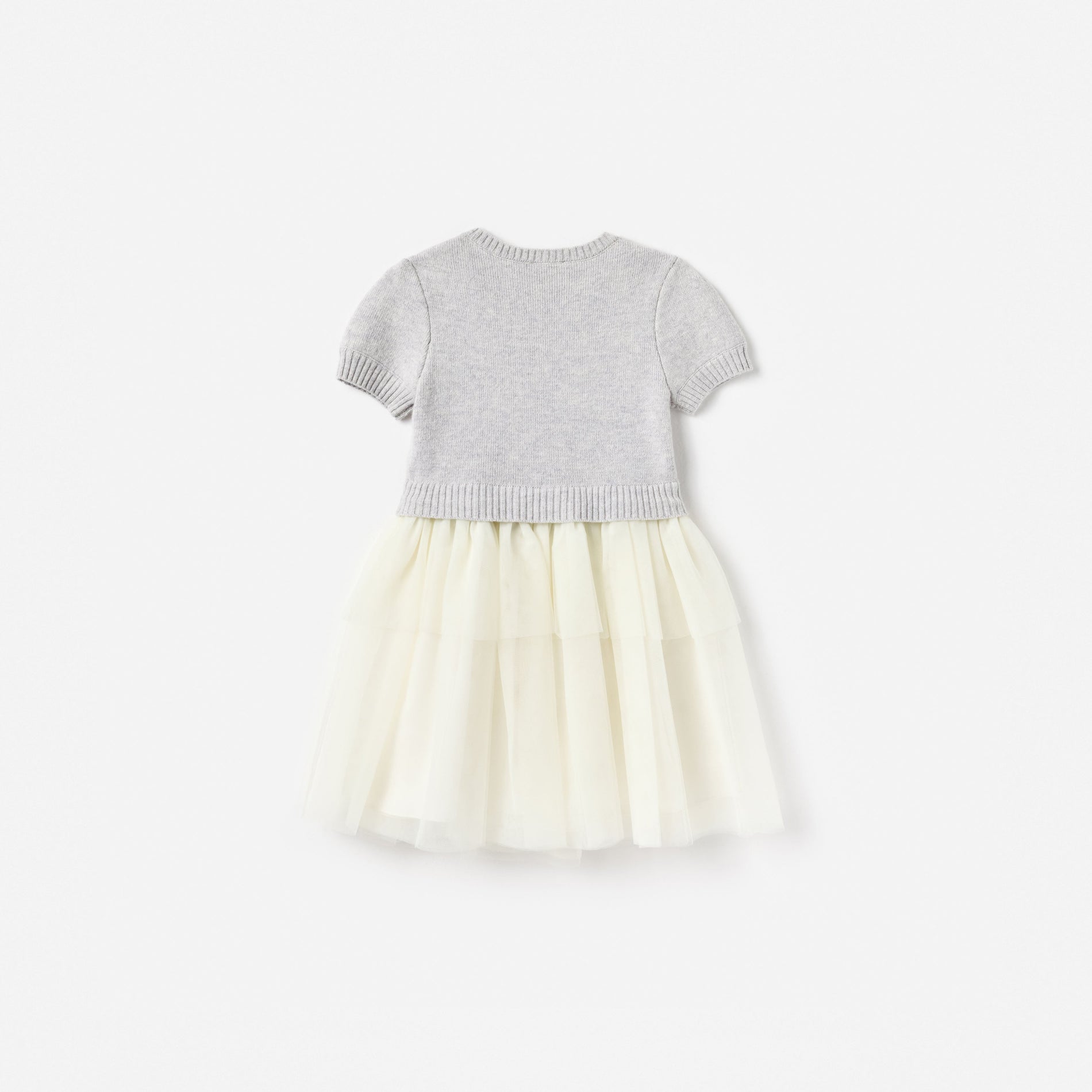 Grey Knit Tulle Dress