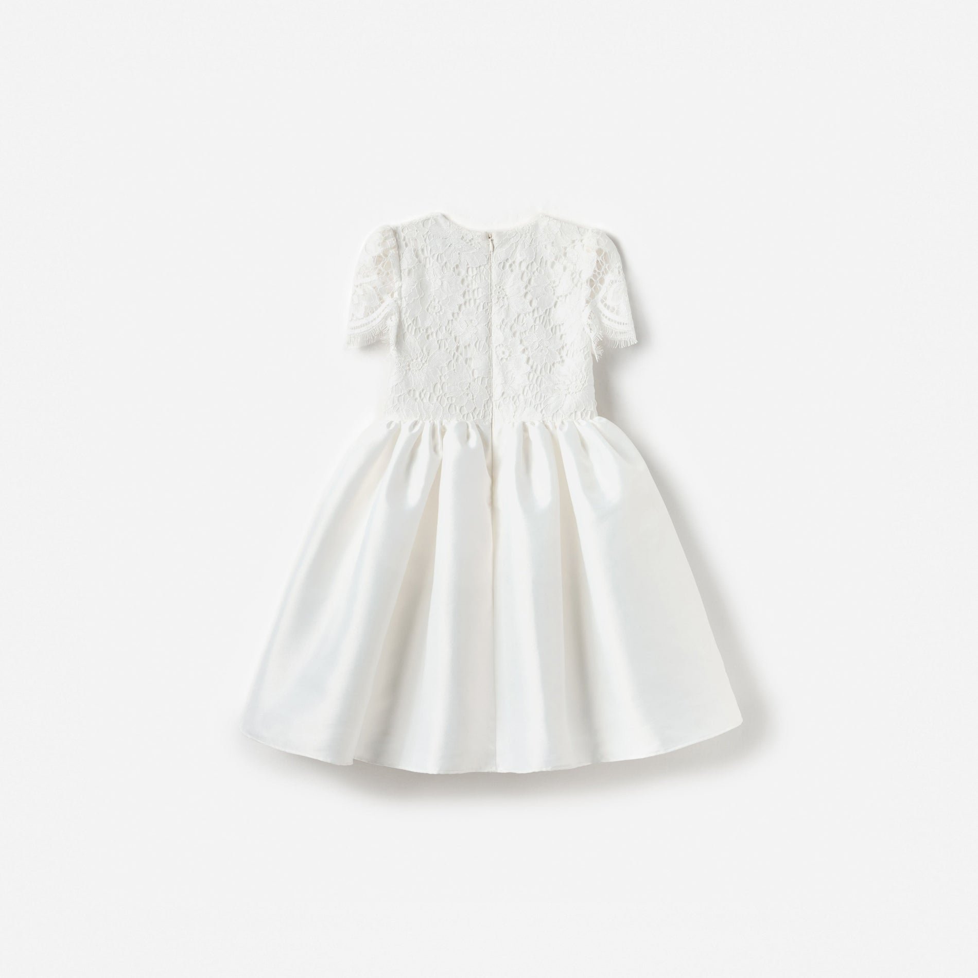 White Lace Taffeta Dress