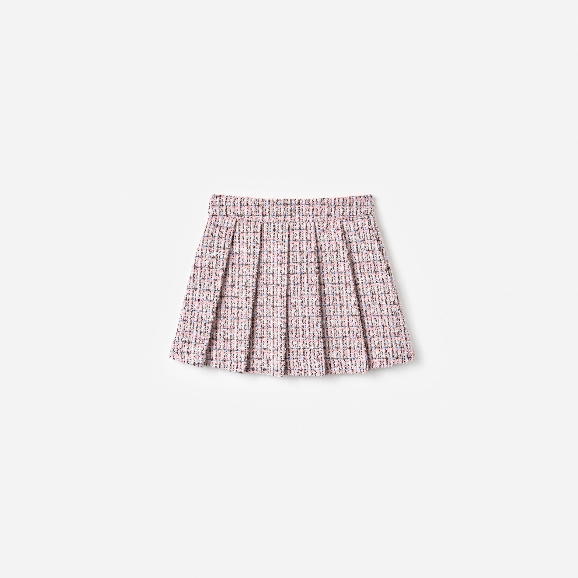 Pink Pleated Boucle Skirt