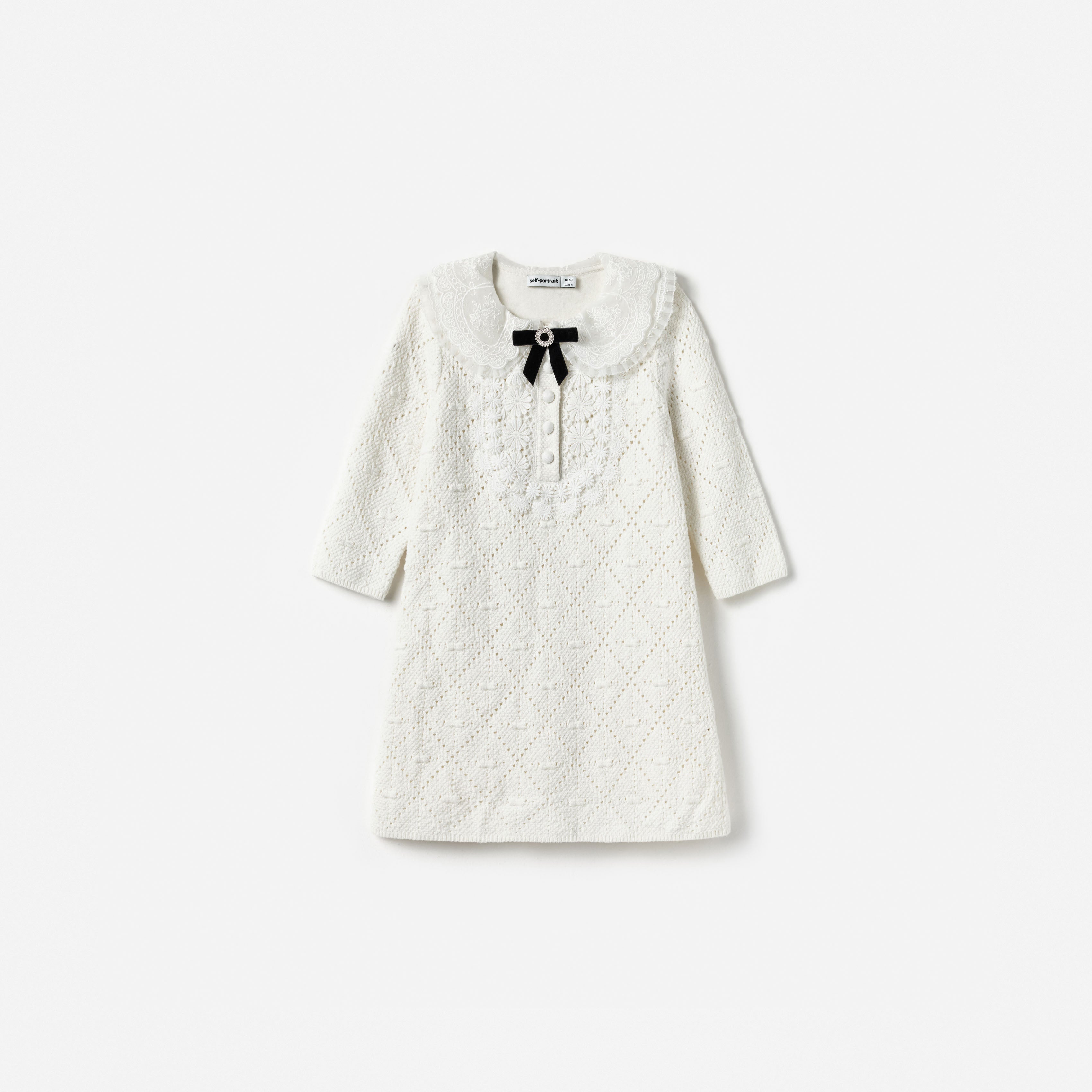 self-portrait - White Pointelle Knit Dress - Age 7/8 self-portrait - White Pointelle Knit Dress - Age 7/8