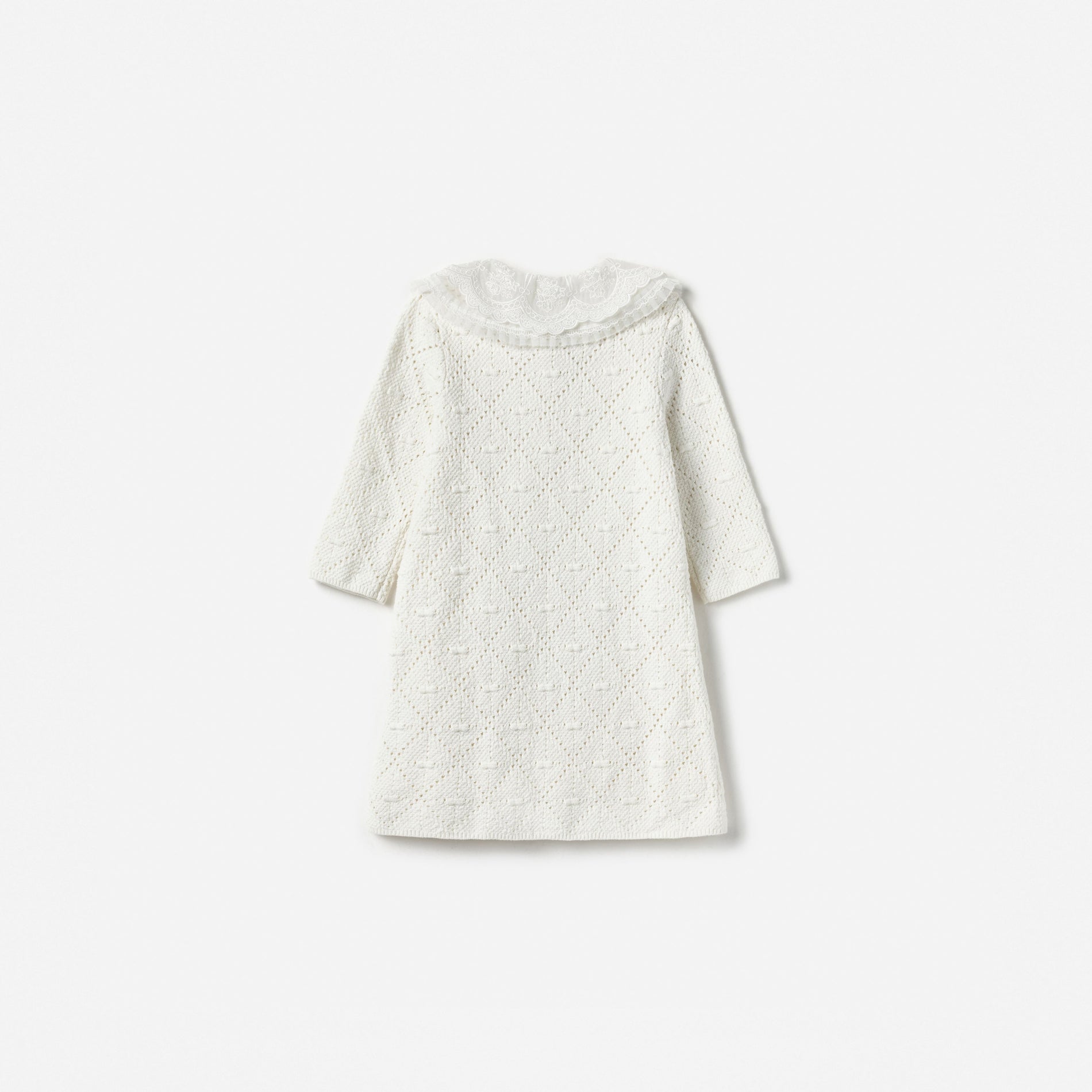 White Pointelle Knit Dress