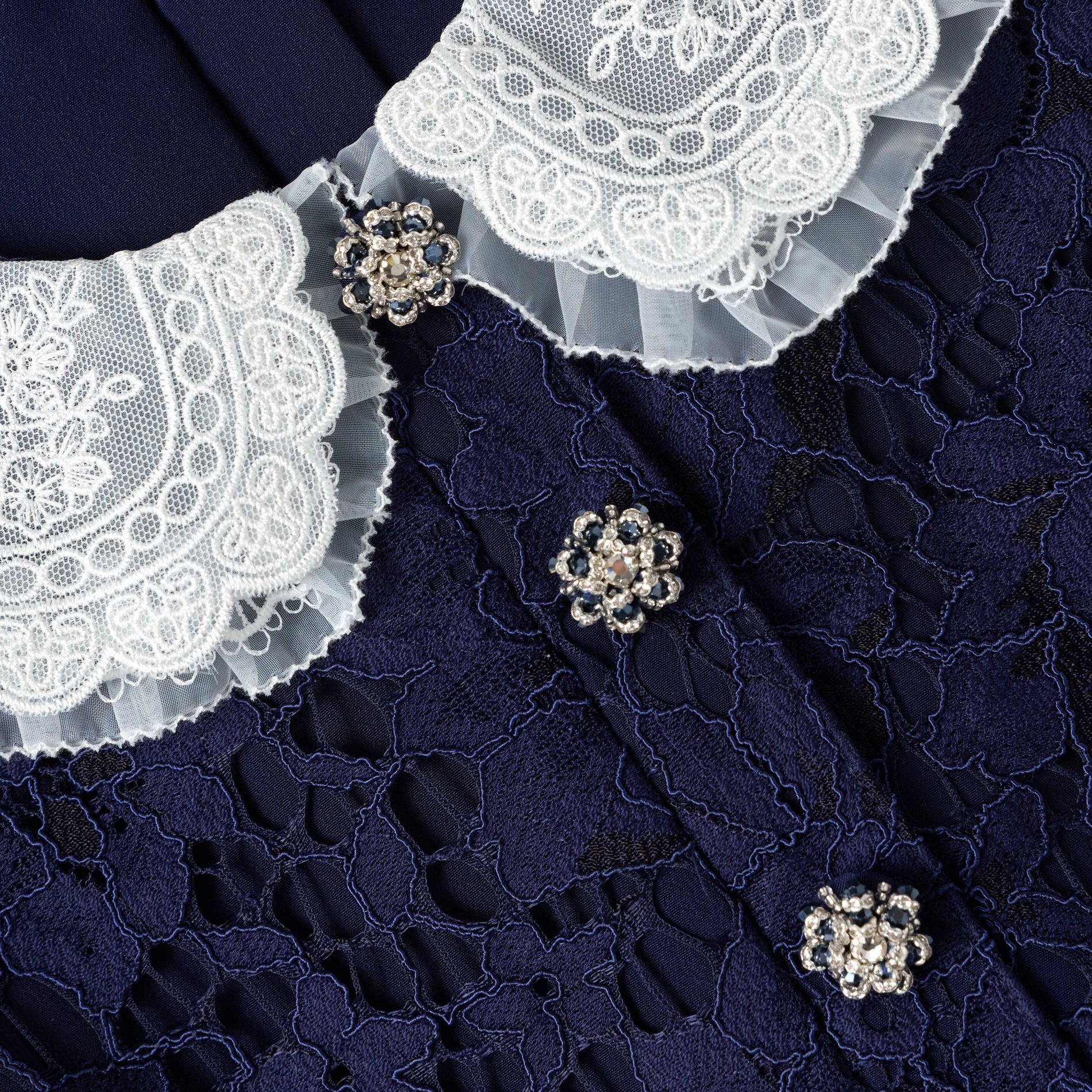 Navy Floral Lace Dress