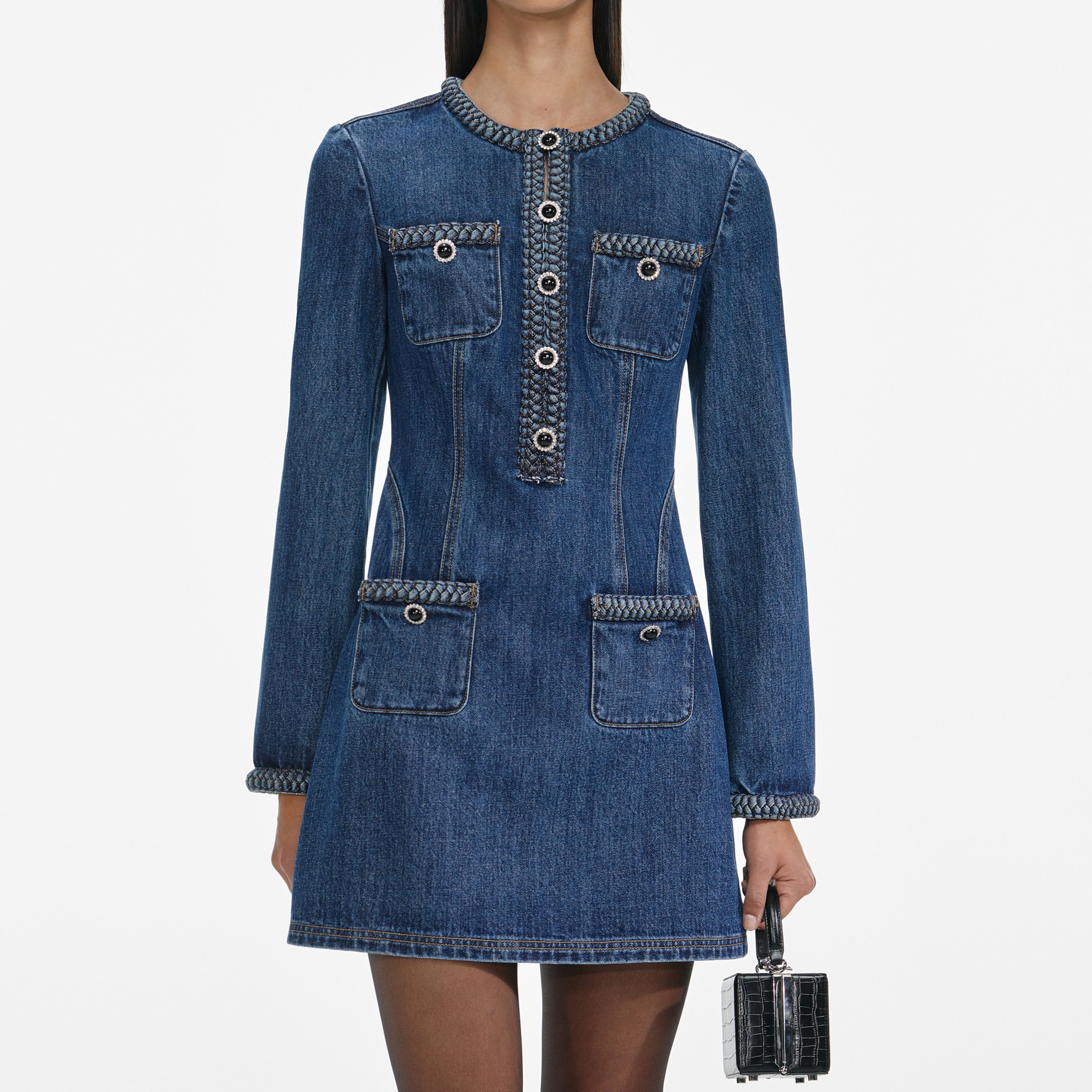 Denim Braided Mini Dress