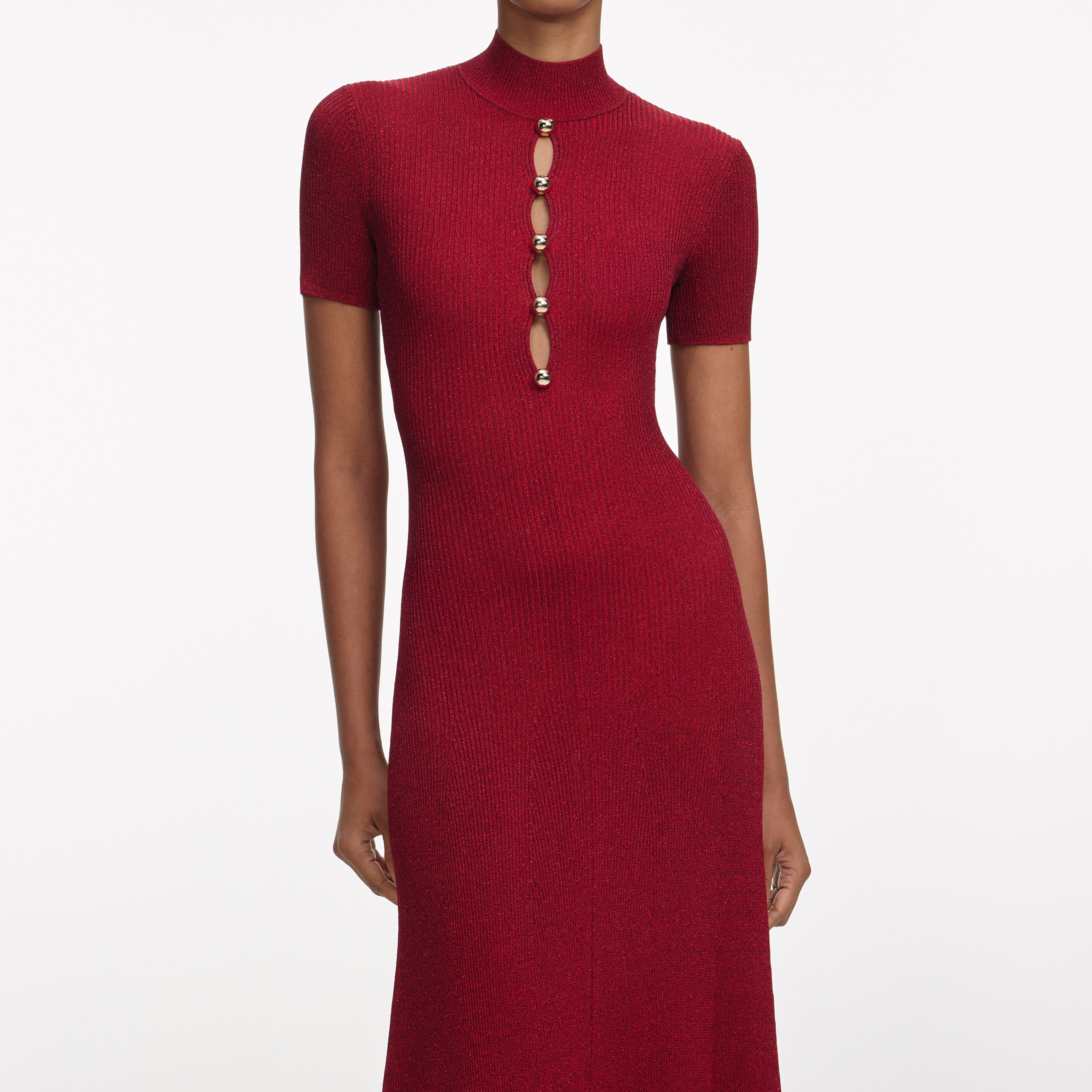 Red Lurex Knit Maxi Dress