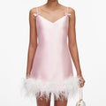 Pink Taffeta Feather Mini Dress