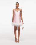 Pink Taffeta Feather Mini Dress