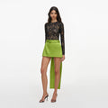Green Satin Bow Mini Skirt