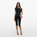 Black Taffeta Draped Top