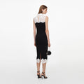 Black Contrast Lace Bodice Midi Dress