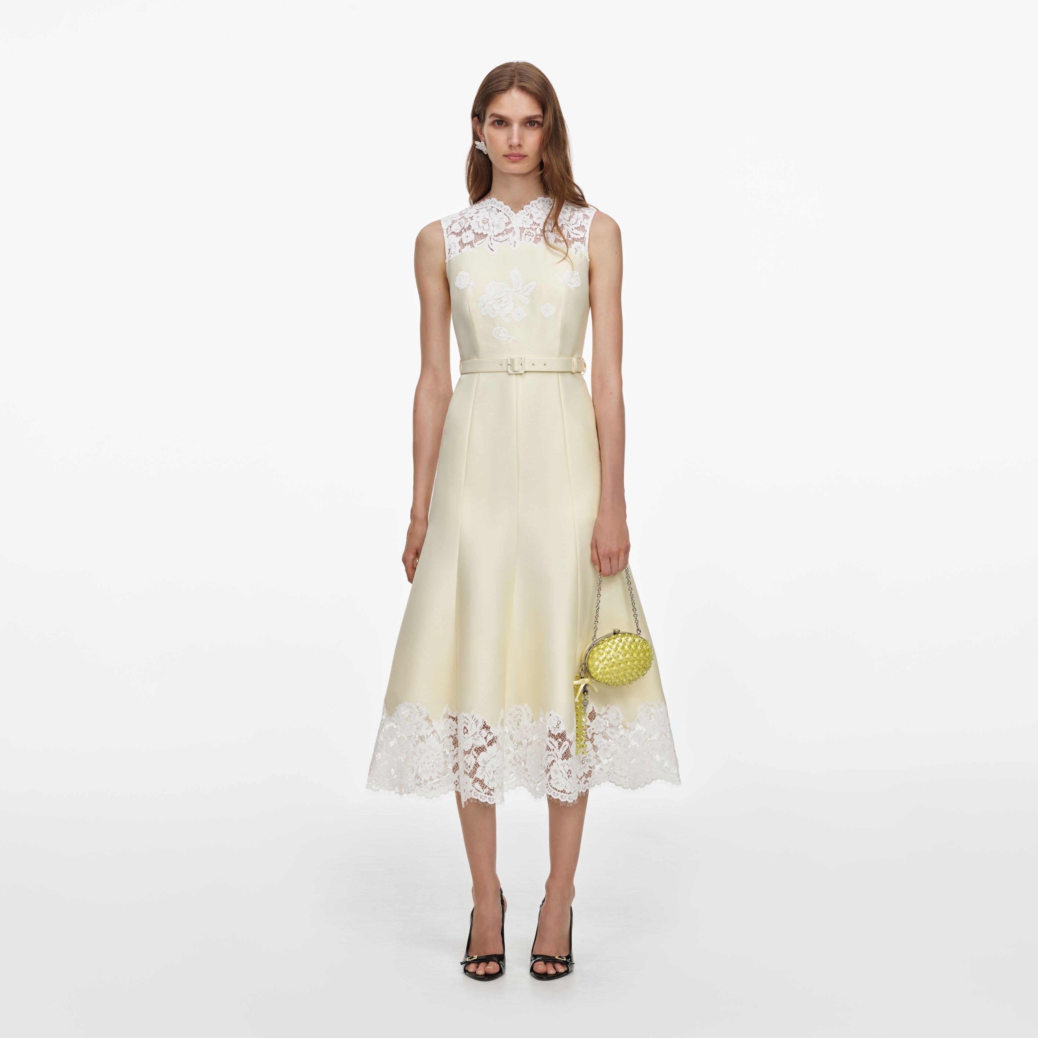 white and yellow midi dress Sunlit Daisy Yellow Midi Dress | Trendy Women's Dress