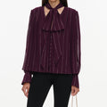 Purple Rhinestone Pinstripe Blouse