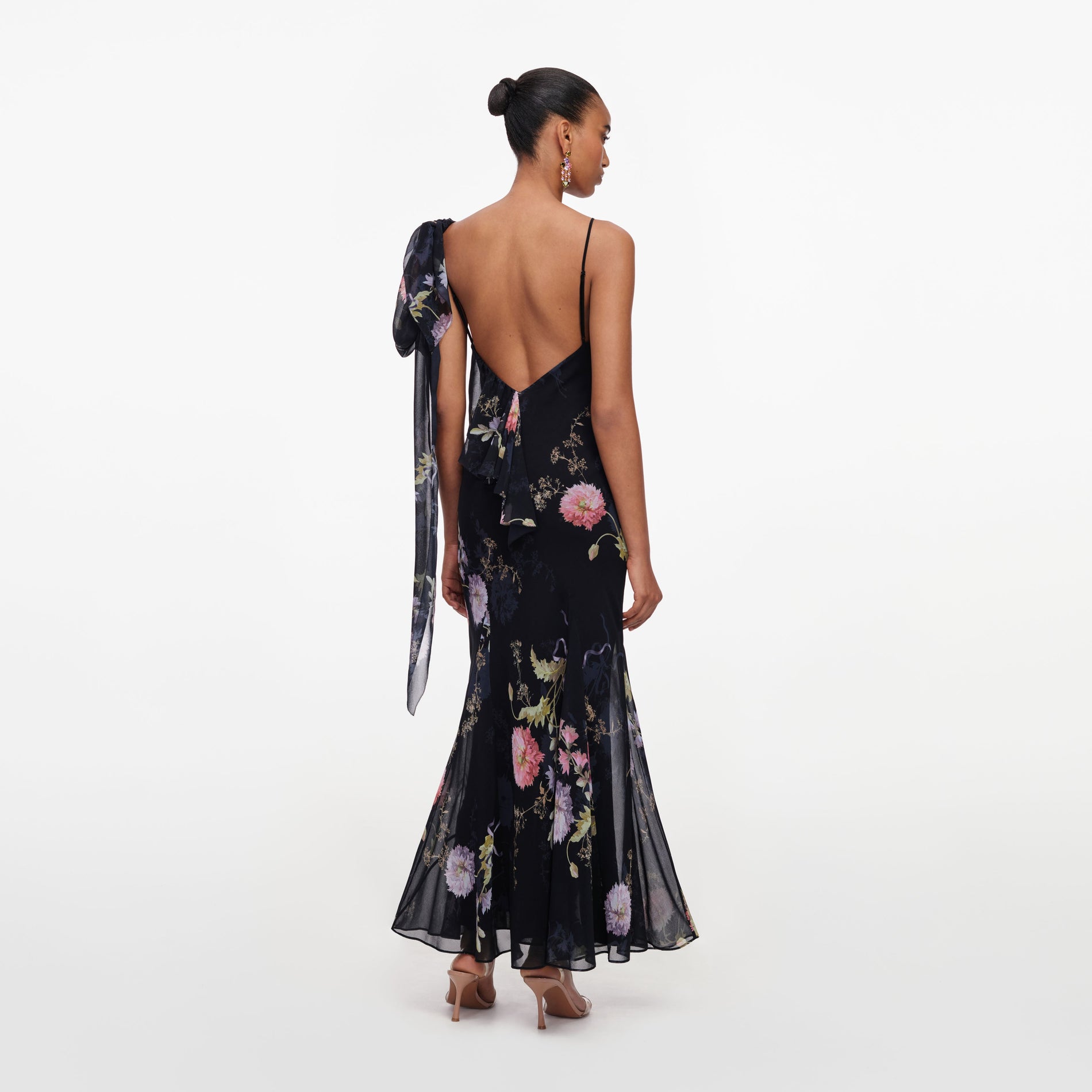 Black Floral Georgette Maxi Dress
