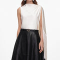 Cream Satin Fringed Scarf Top