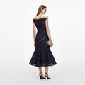 Navy Spiral Lace Midi Dress