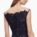 Navy Spiral Lace Midi Dress