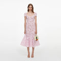 Pink Spiral Lace Midi Dress