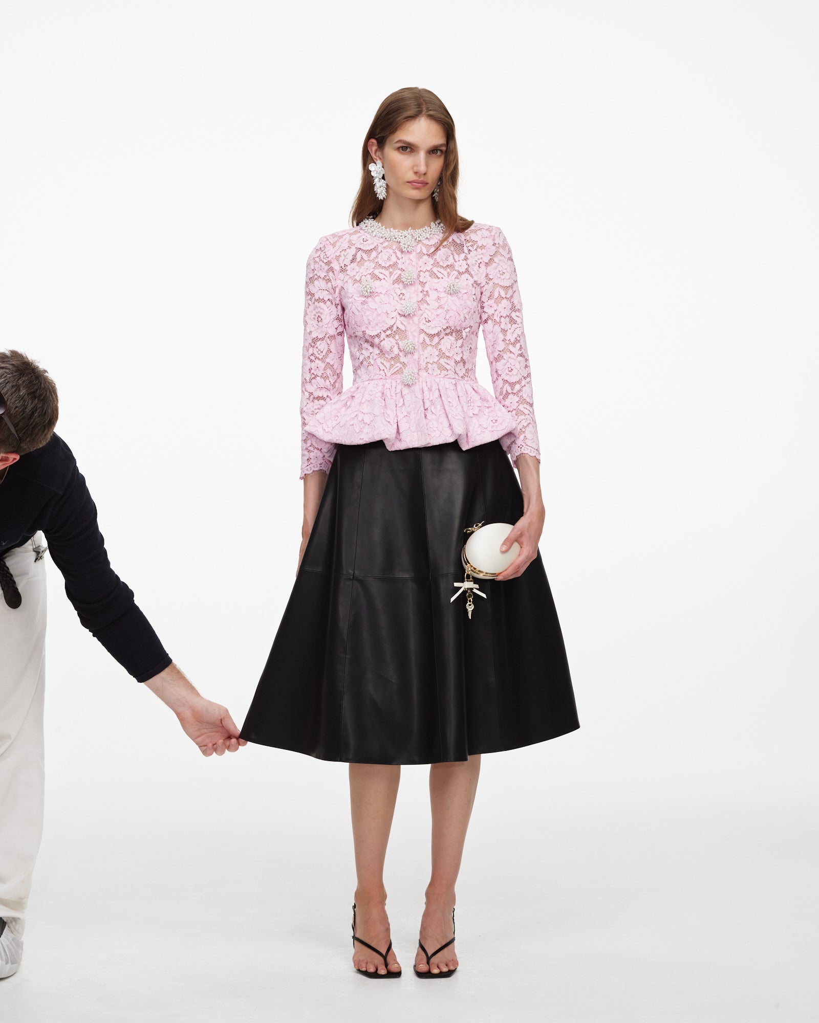 Pink Lace Peplum Top