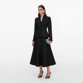 Black Metallic Boucle Midi Dress
