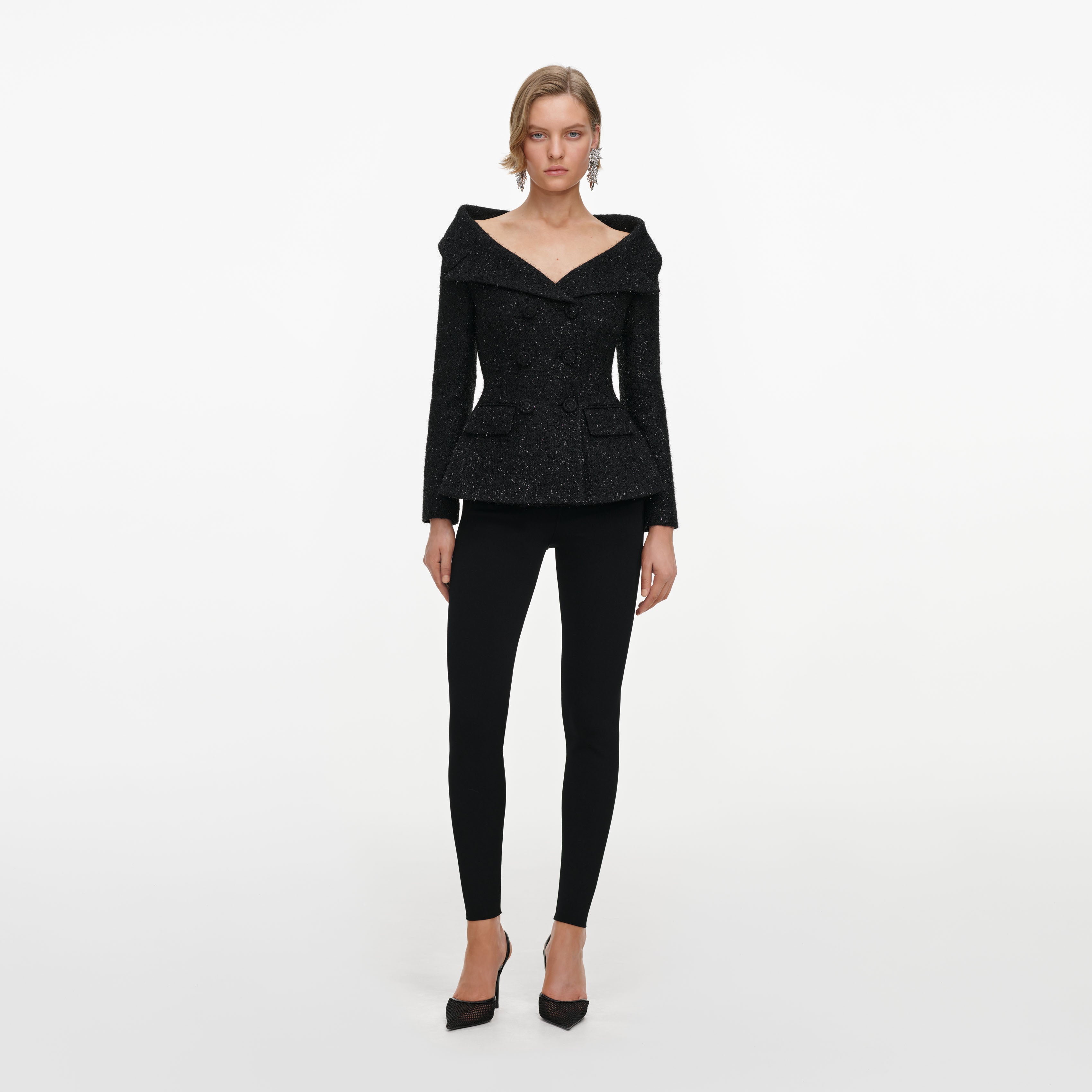 Black Metallic Boucle Jacket