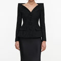 Black Metallic Boucle Satin Maxi Dress