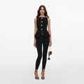 Black Wool Crepe Top