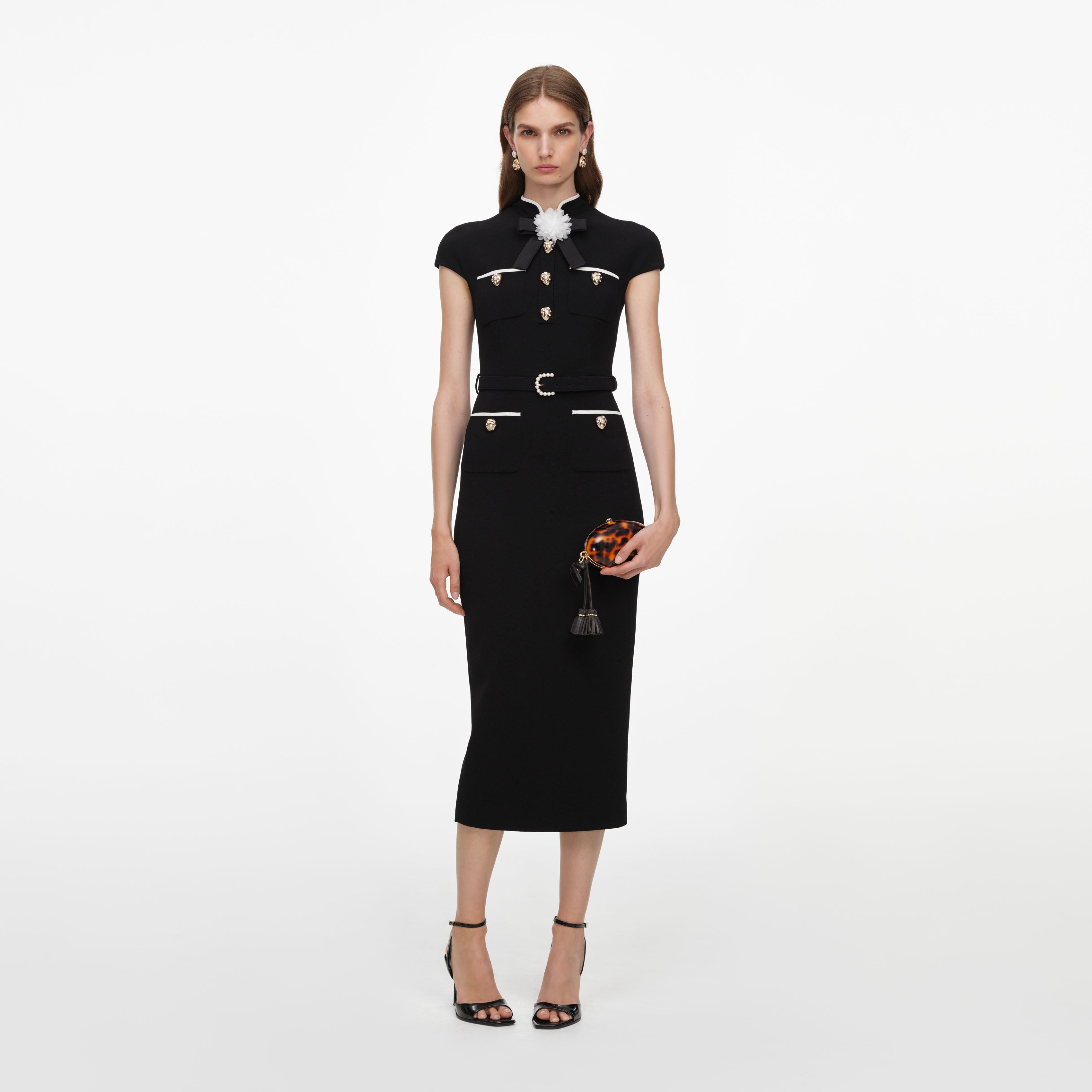 wool midi dress Self-Portrait - Black Crepe For the true color rag & bone Skye hospitalbag Color:White and Tan