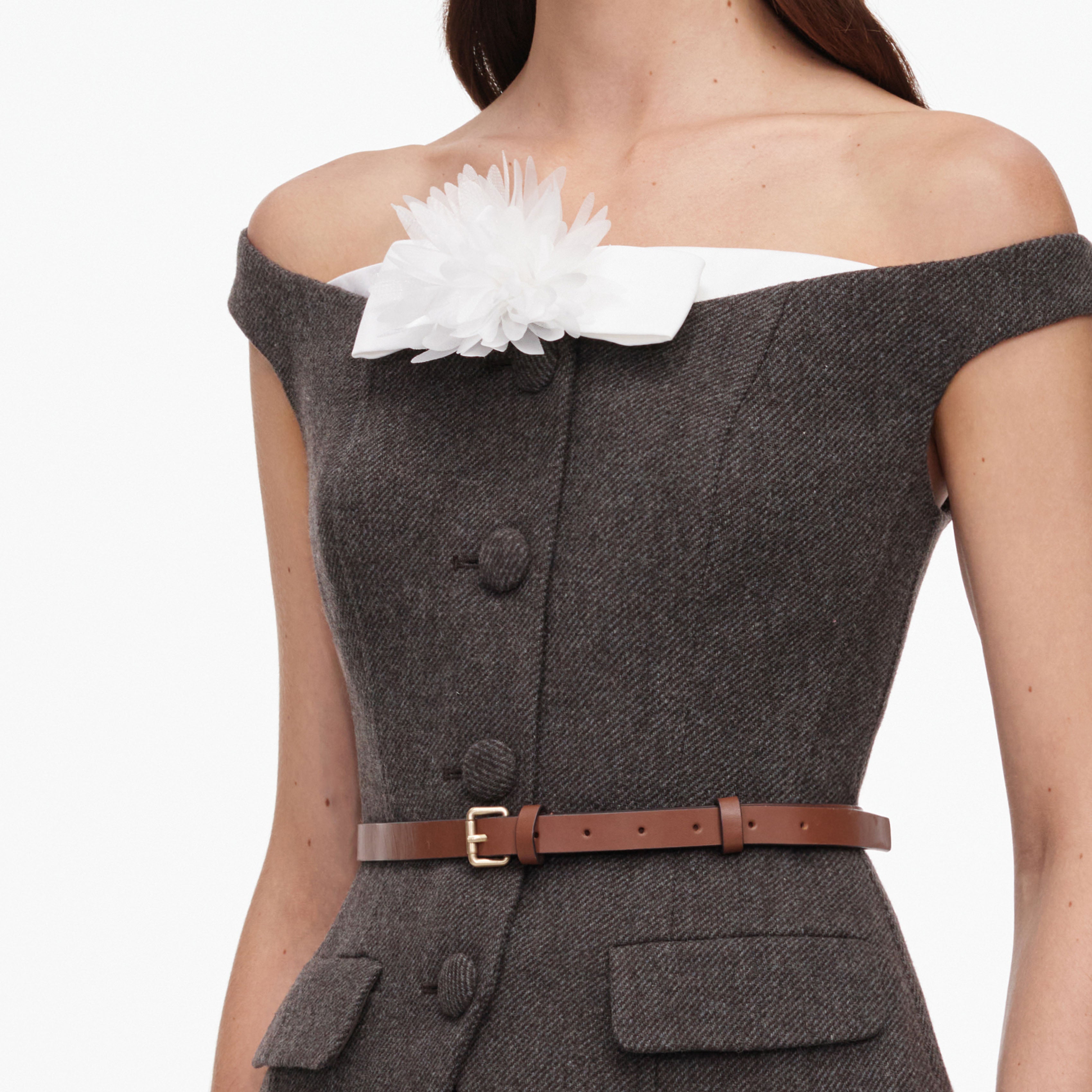 Brown Off Shoulder Collar Top