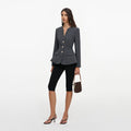 Grey Wool Collarless Jacket