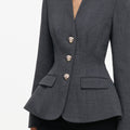 Grey Wool Collarless Jacket