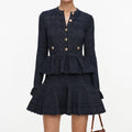 Navy Textured Knit Mini Dress