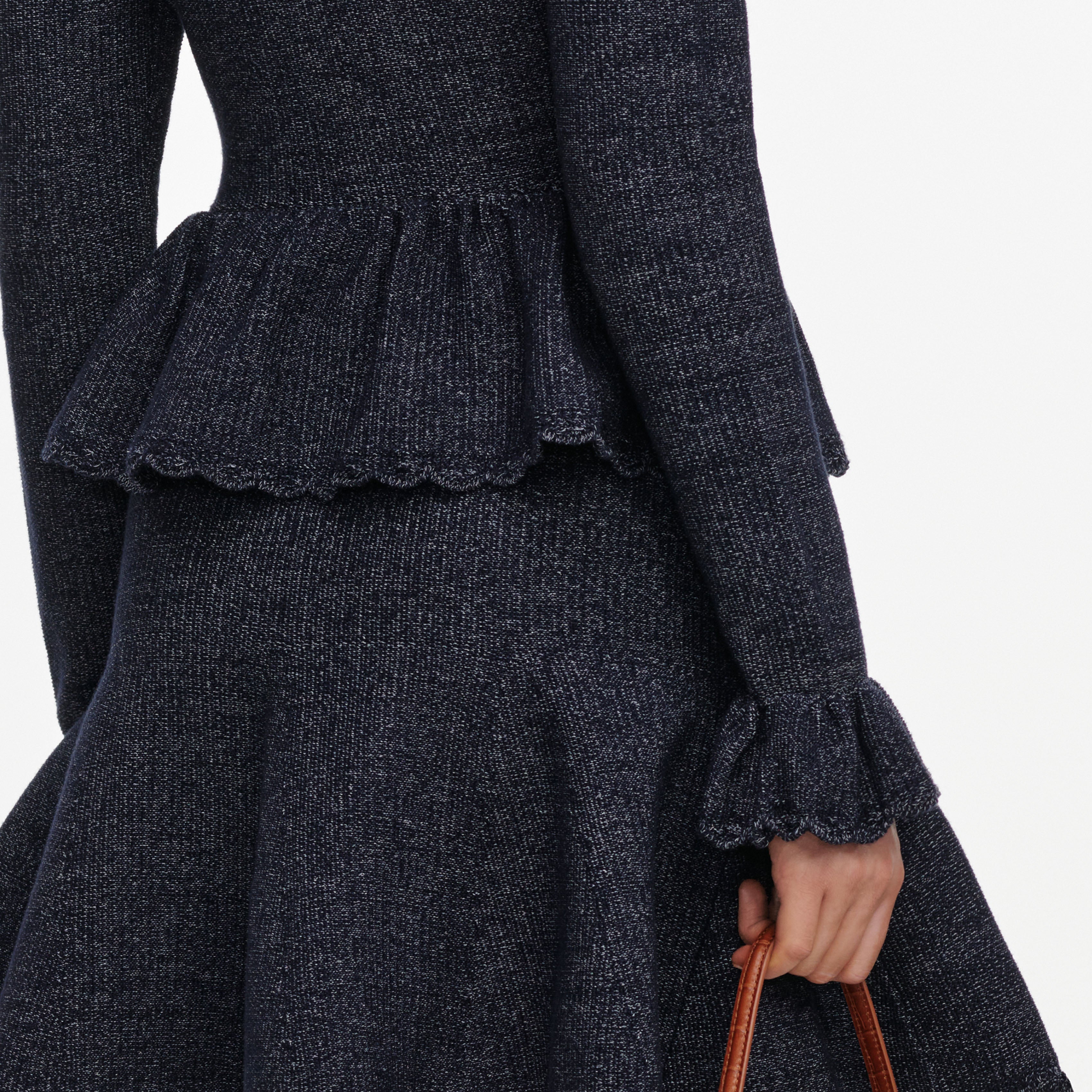 Navy Textured Knit Mini Dress