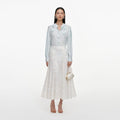 White Sequin Lace Midi Skirt