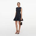 Navy Sleeveless Textured Knit Mini Dress